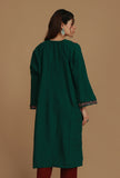 Forest Green Phiran with Peach and Coral Aari Embroidery- Free Size