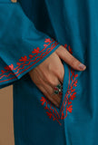 Teal Blue Phiran with Multi-Tone Aari Embroidery- Free Size