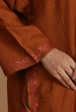 Burnt Orange Phiran with Pink and Gold Aari Embroidery- Free Size