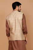 Tan Khaki Matka Silk Nehru Jacket