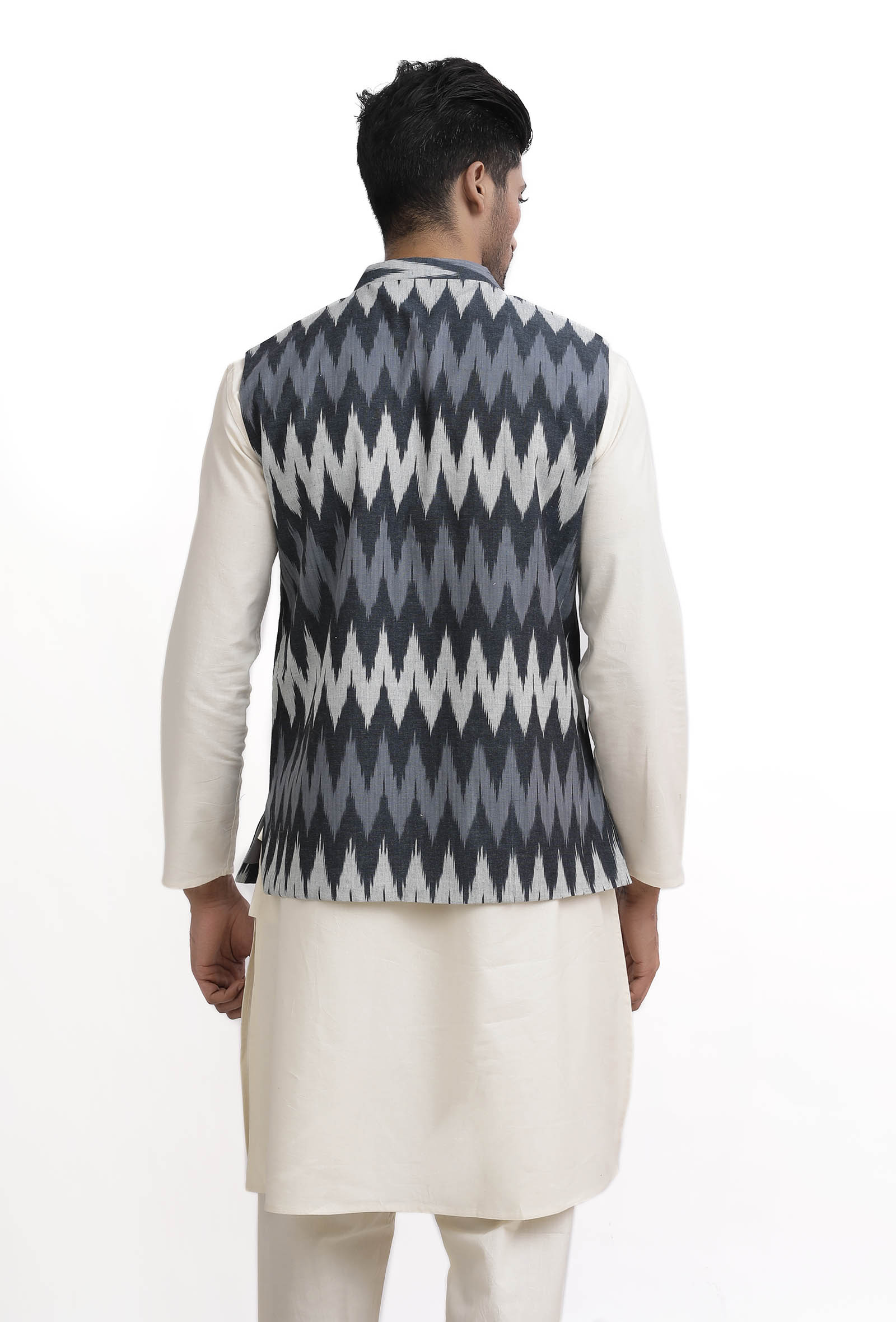 Slate Blue Ikat Nehru Jacket