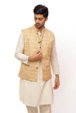 Coconut Cream Matka Silk Nehru Jacket