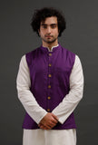 Purple Woollen Blend Nehru Jacket