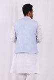 Sky Blue Hand Block Nehru Jacket