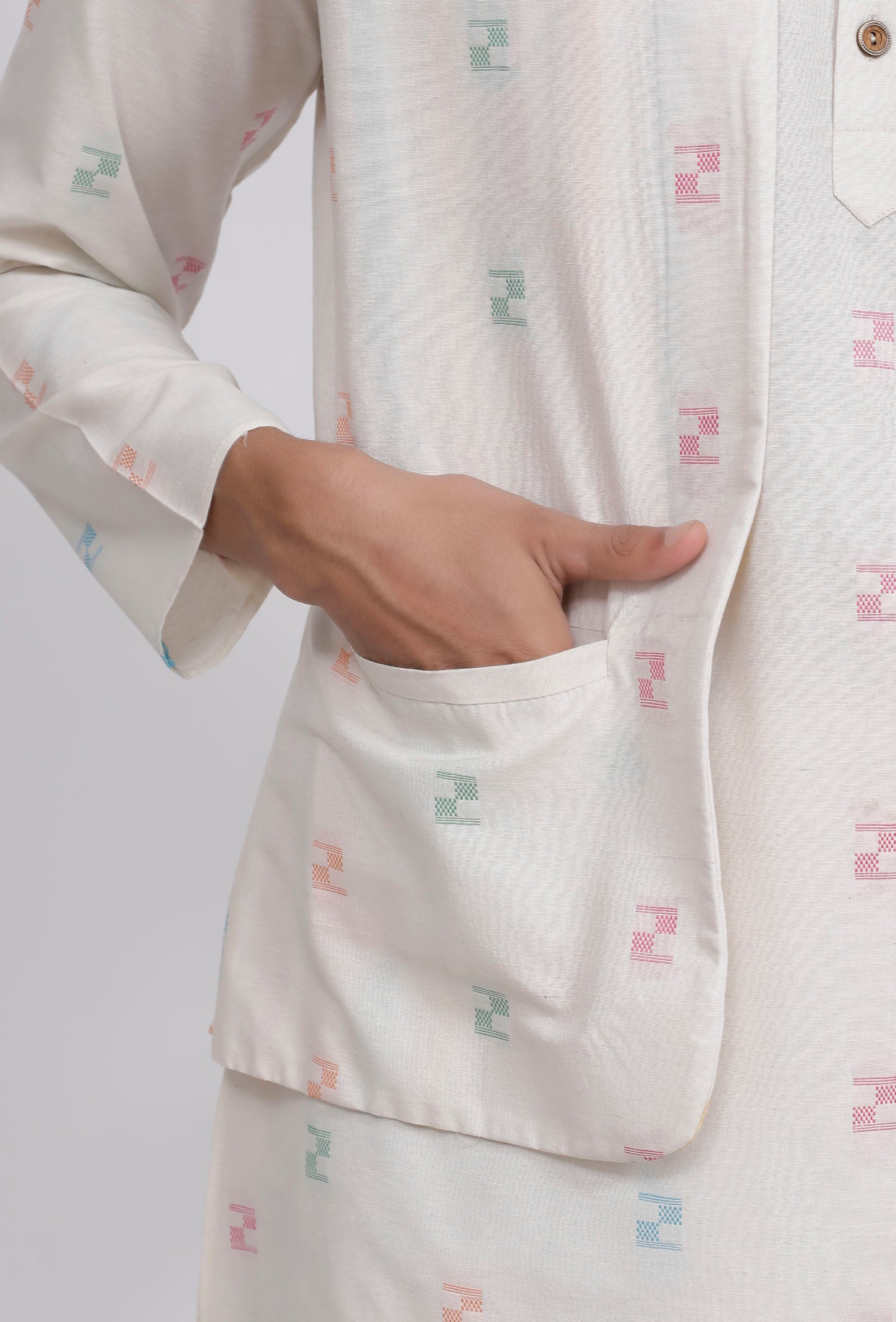 White Dobby Nehru Jacket