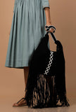 Onyx Black Suede Crossbody Bag