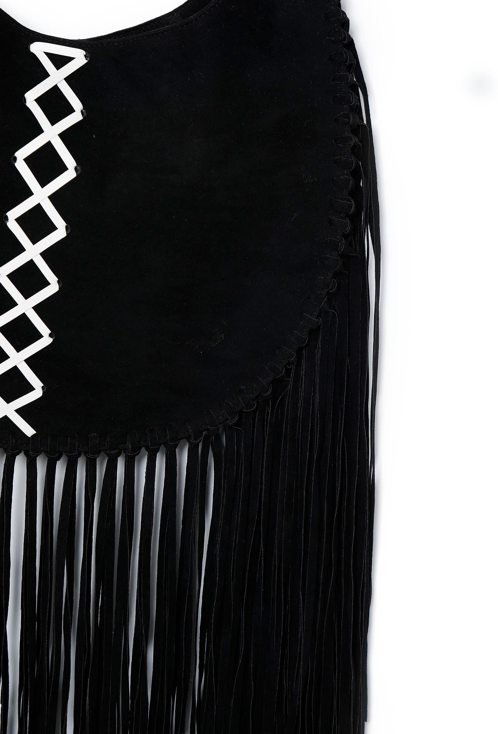 Onyx Black Suede Crossbody Bag