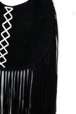 Onyx Black Suede Crossbody Bag