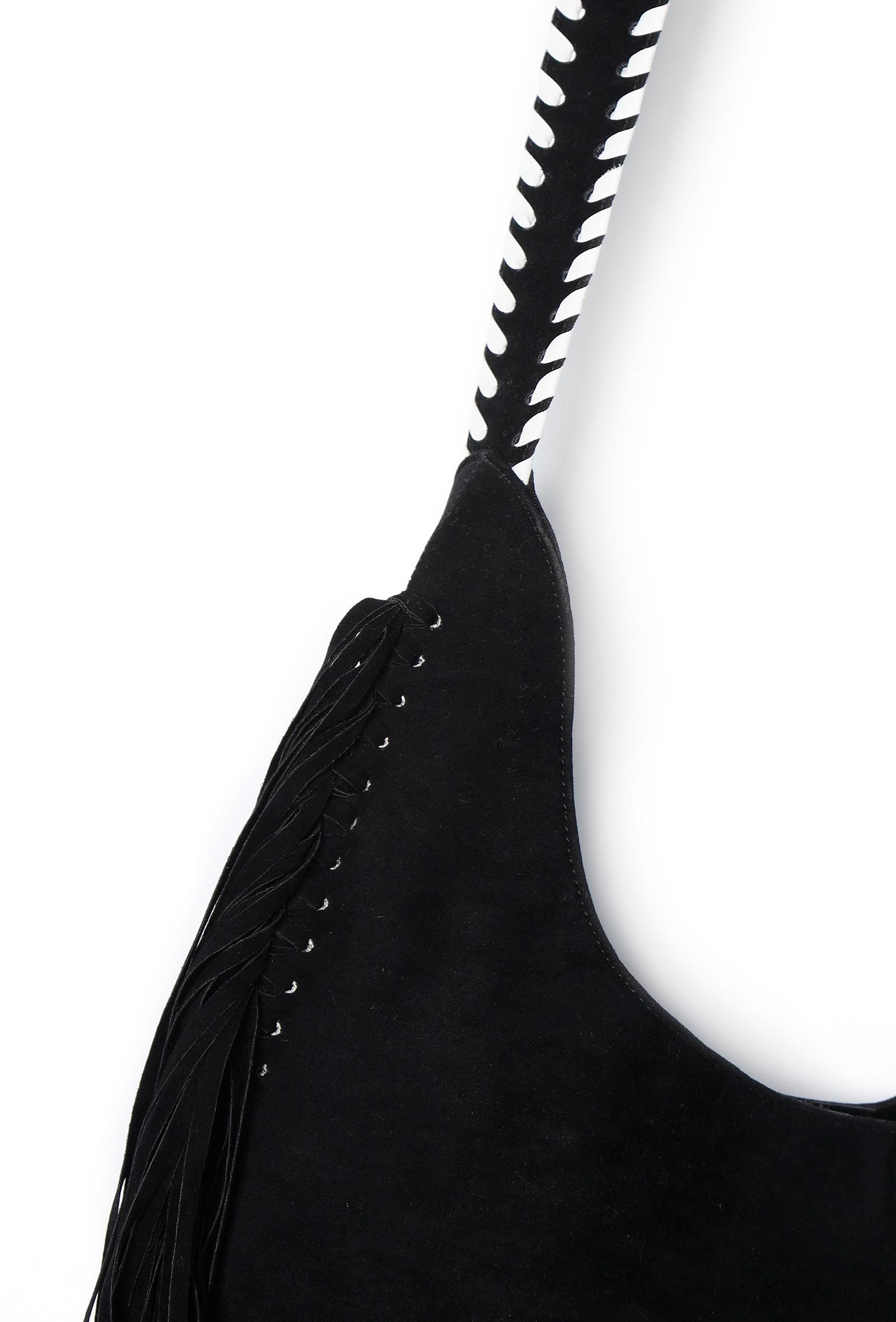 Onyx Black Suede Crossbody Bag