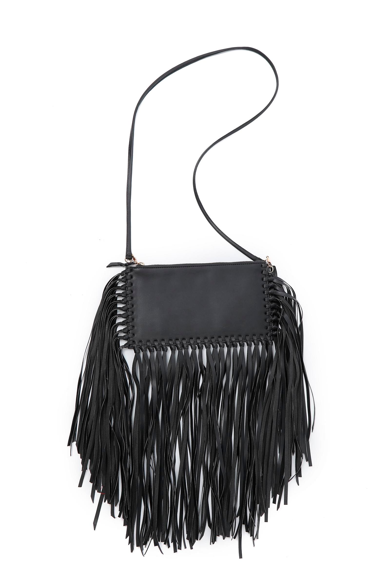 Charcoal Black Frill Crossbody Bag