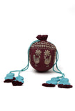 Maroon Dupion Silk Potli with Blue Strings