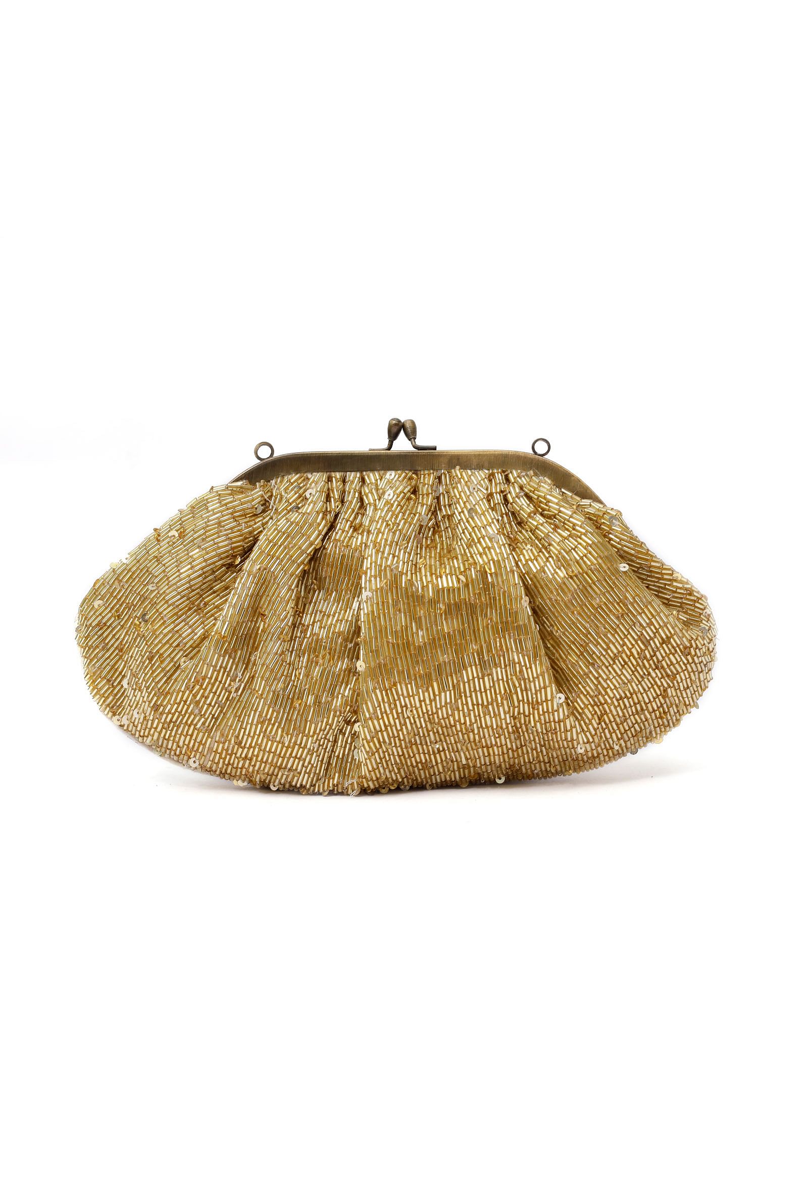 Goldy Golden Embellished Clutch Bag