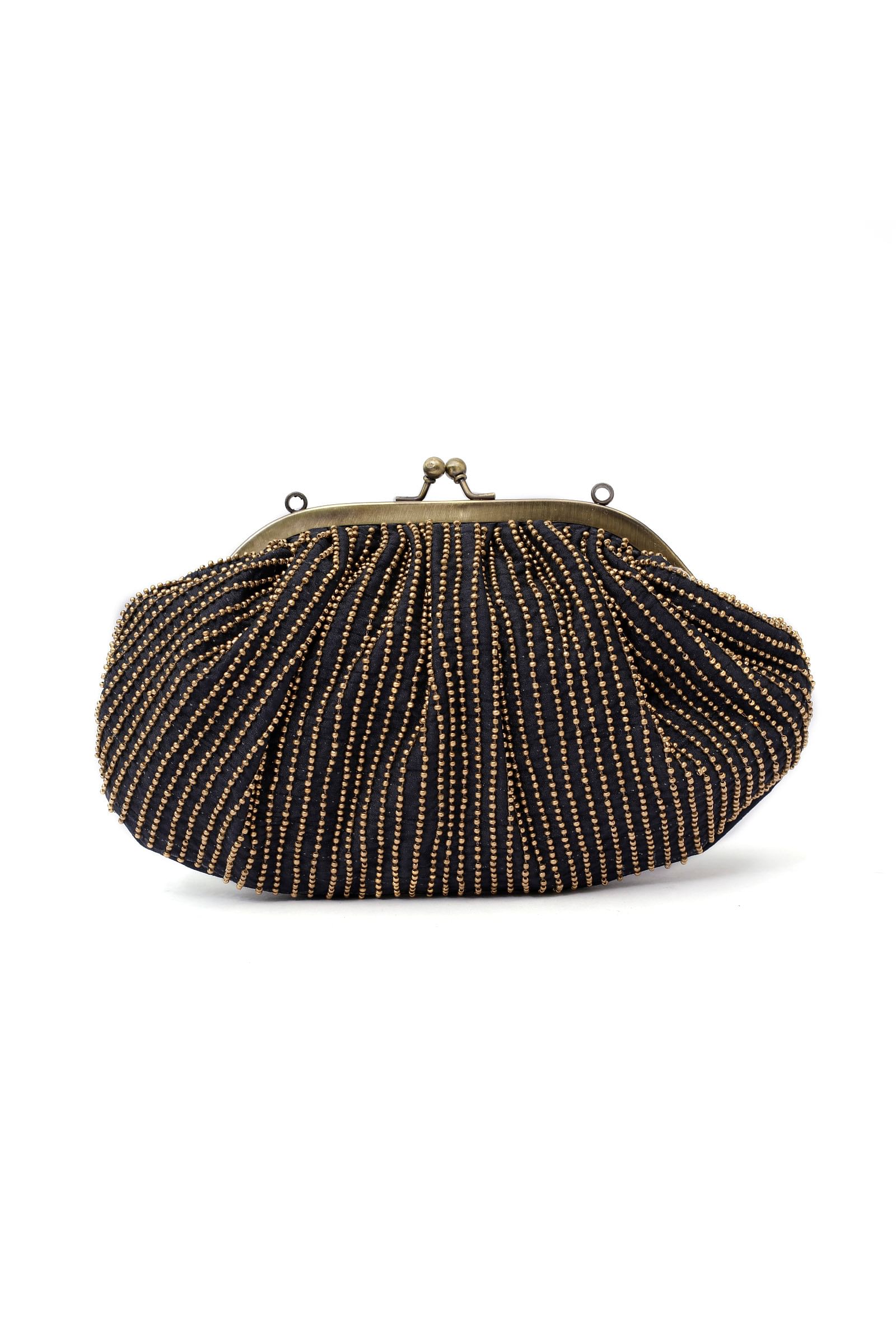 Saira Black Embellished Clutch Bag