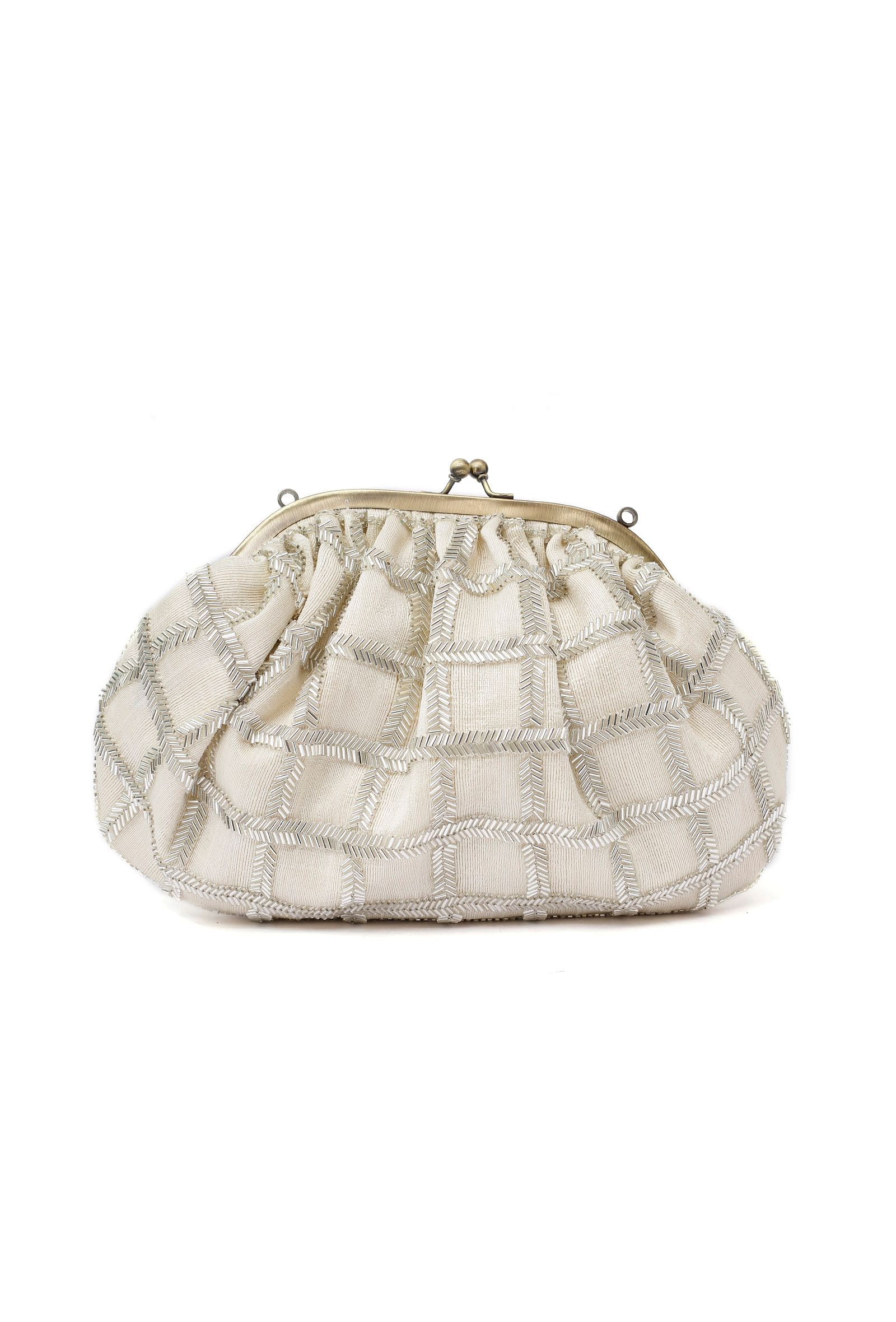 Amaira White Embellished Clutch Bag