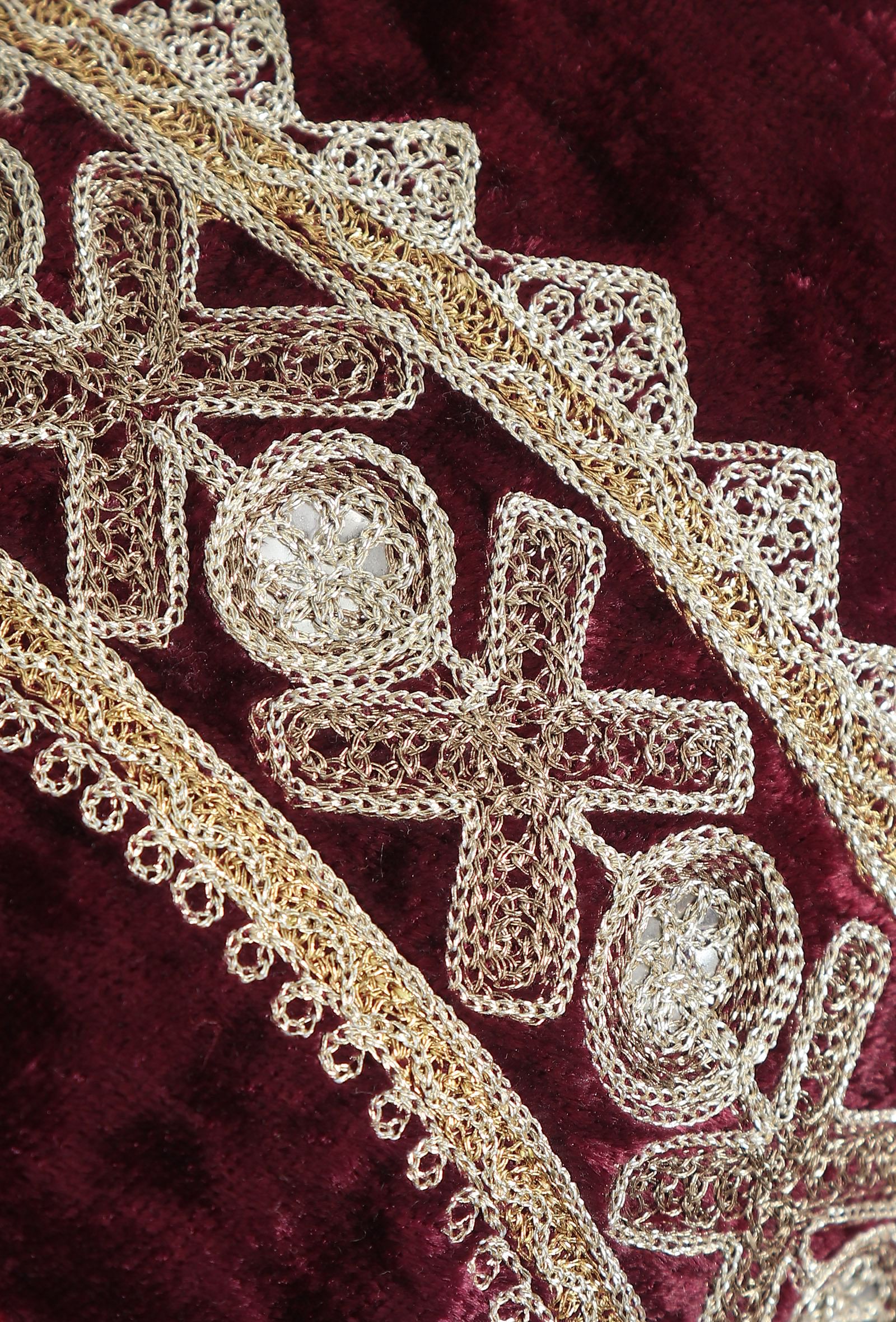 Dark Maroon Velvet Tila Embroidery Potli