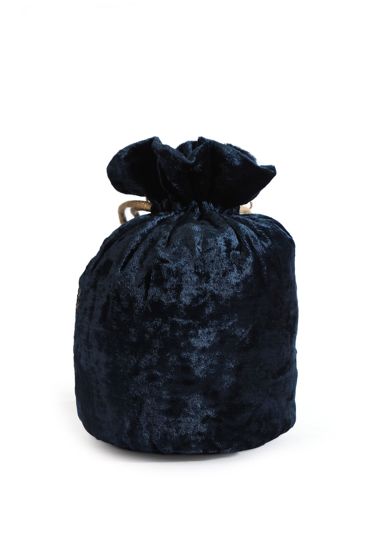 Auster Blue Velvet Tila Embroidery Potli