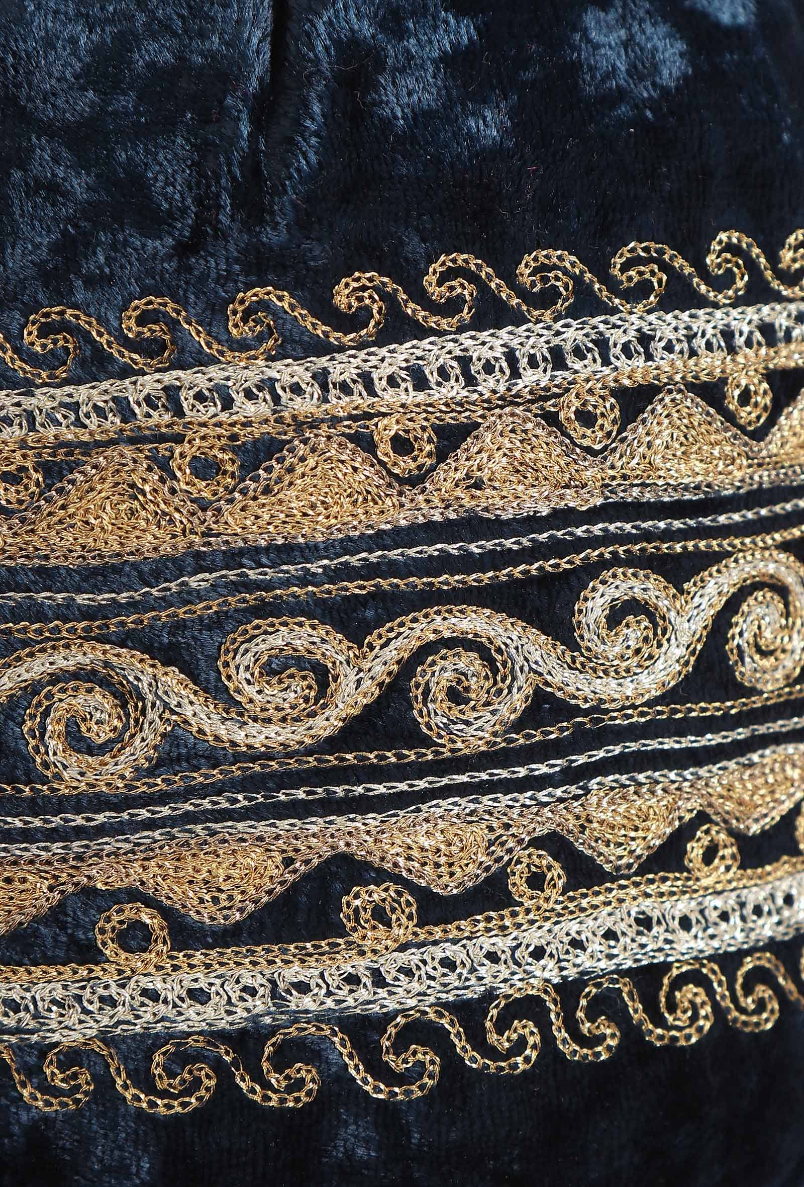 Auster Blue Velvet Tila Embroidery Potli