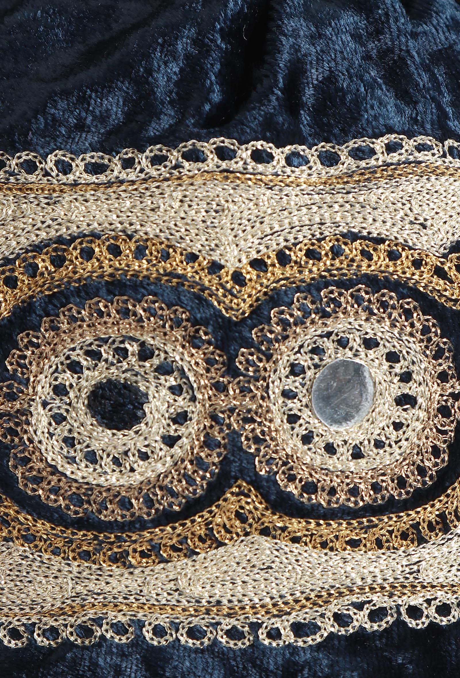 Dark Blue Velvet Tila Embroidery Potli