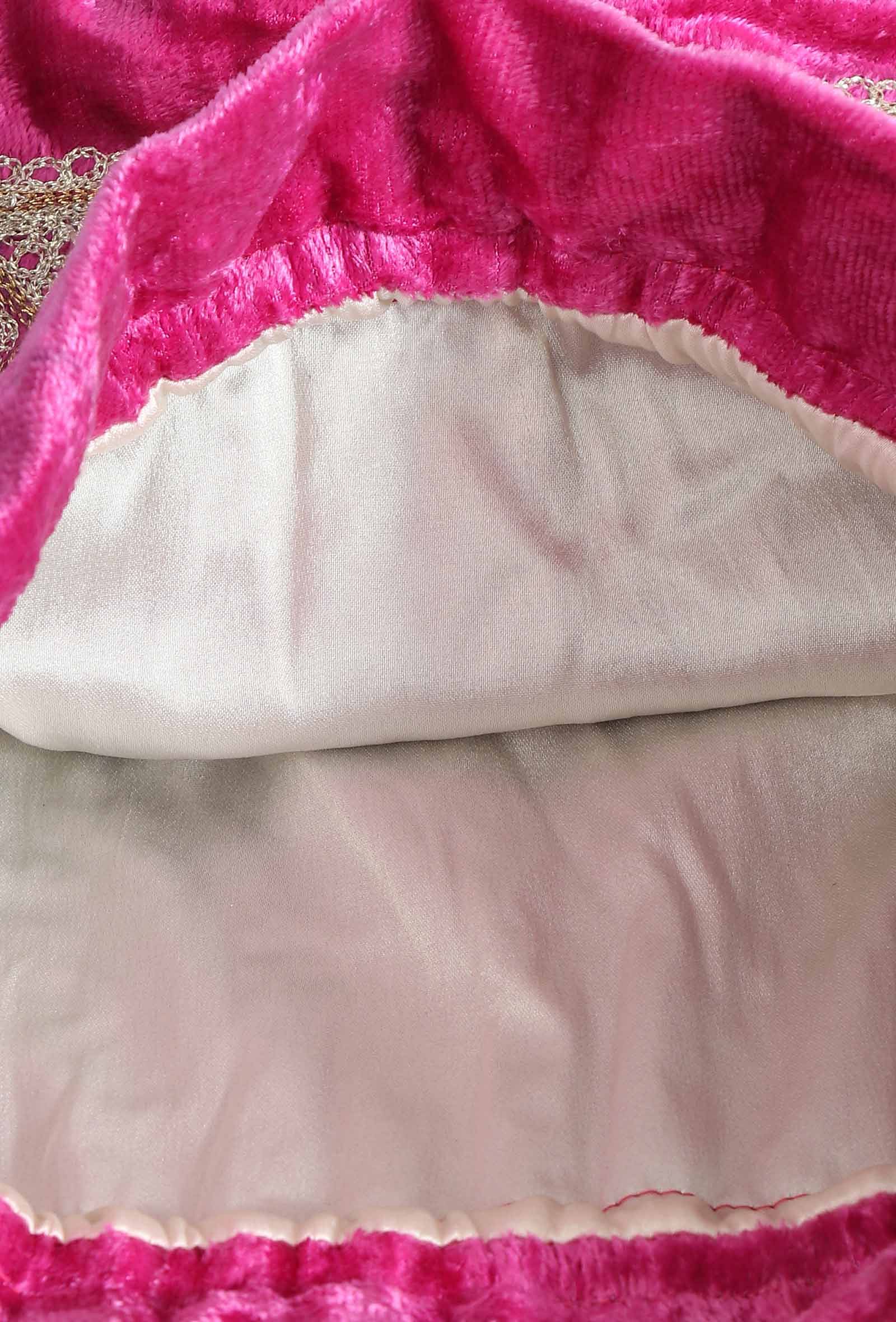 Plum Pink Velvet Tila Embroidery Potli