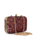 Bella Maroon & Multi Patola Print Rectangular Box Clutch