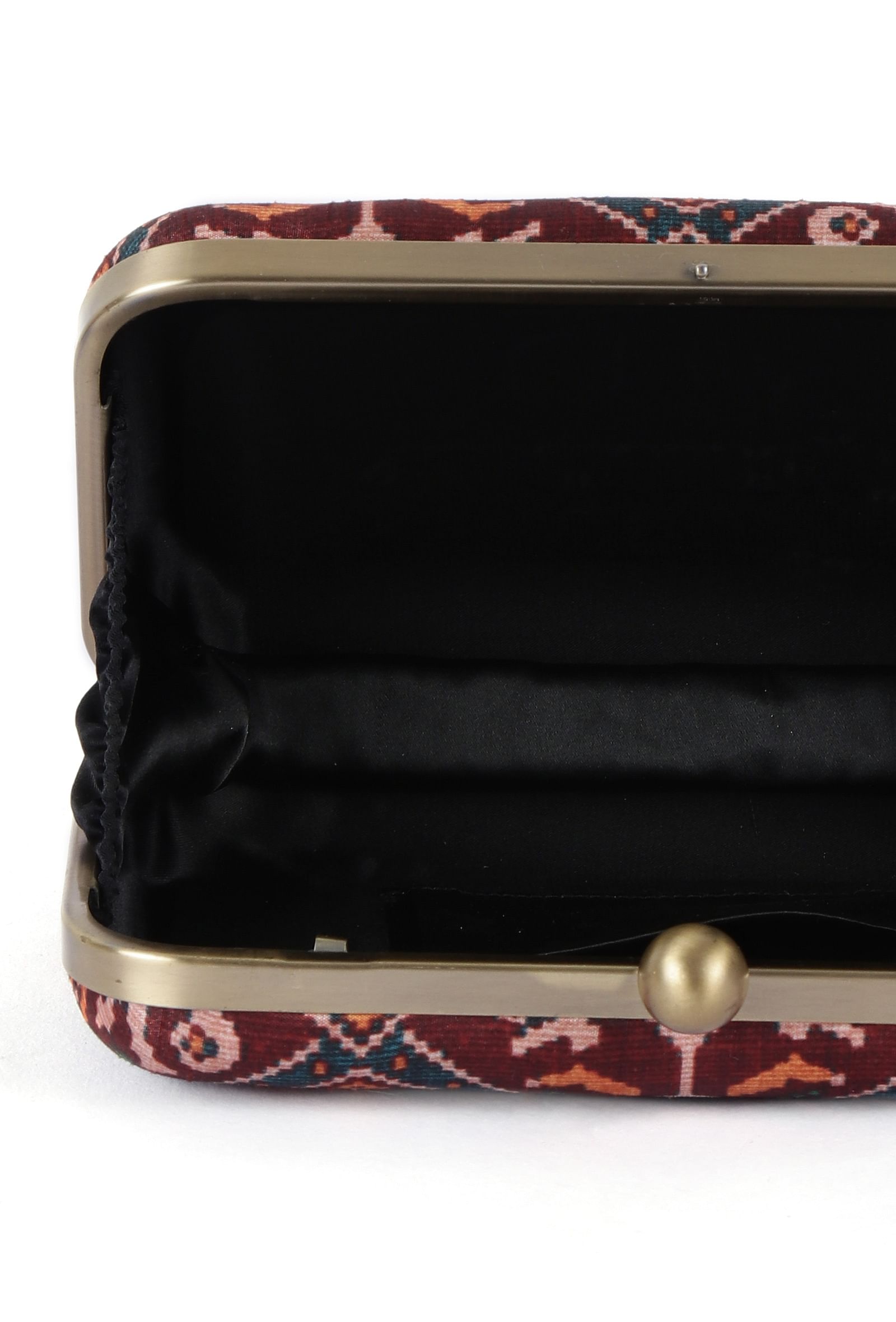 Anya Maroon, Blue & Multi Patola Print Rectangular Box Clutch