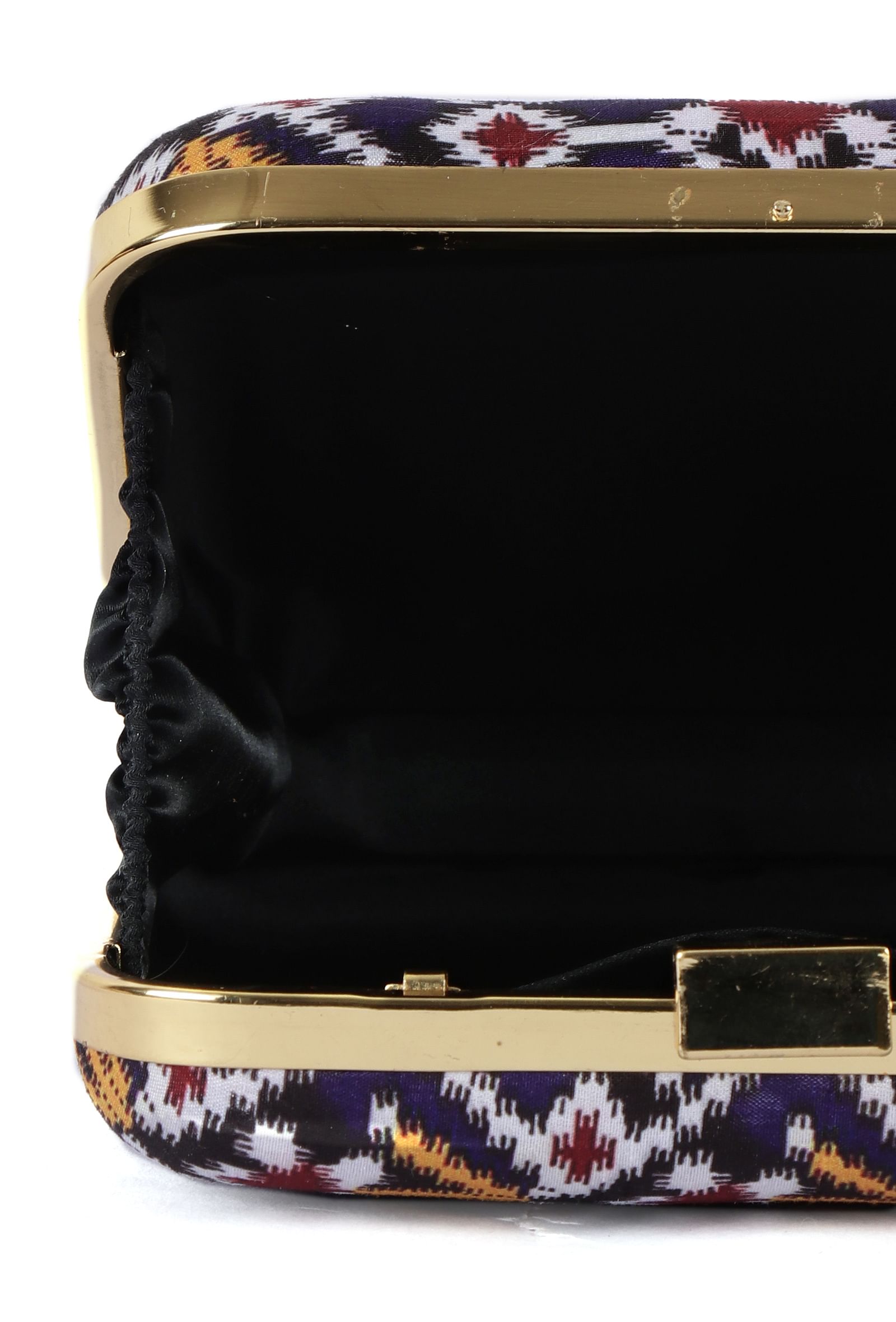 Leela Blue & Multi Patola Print Square Box Clutch