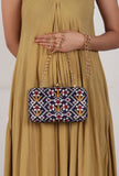 Sitara Blue & Multi Patola Print Rectangular Box Clutch