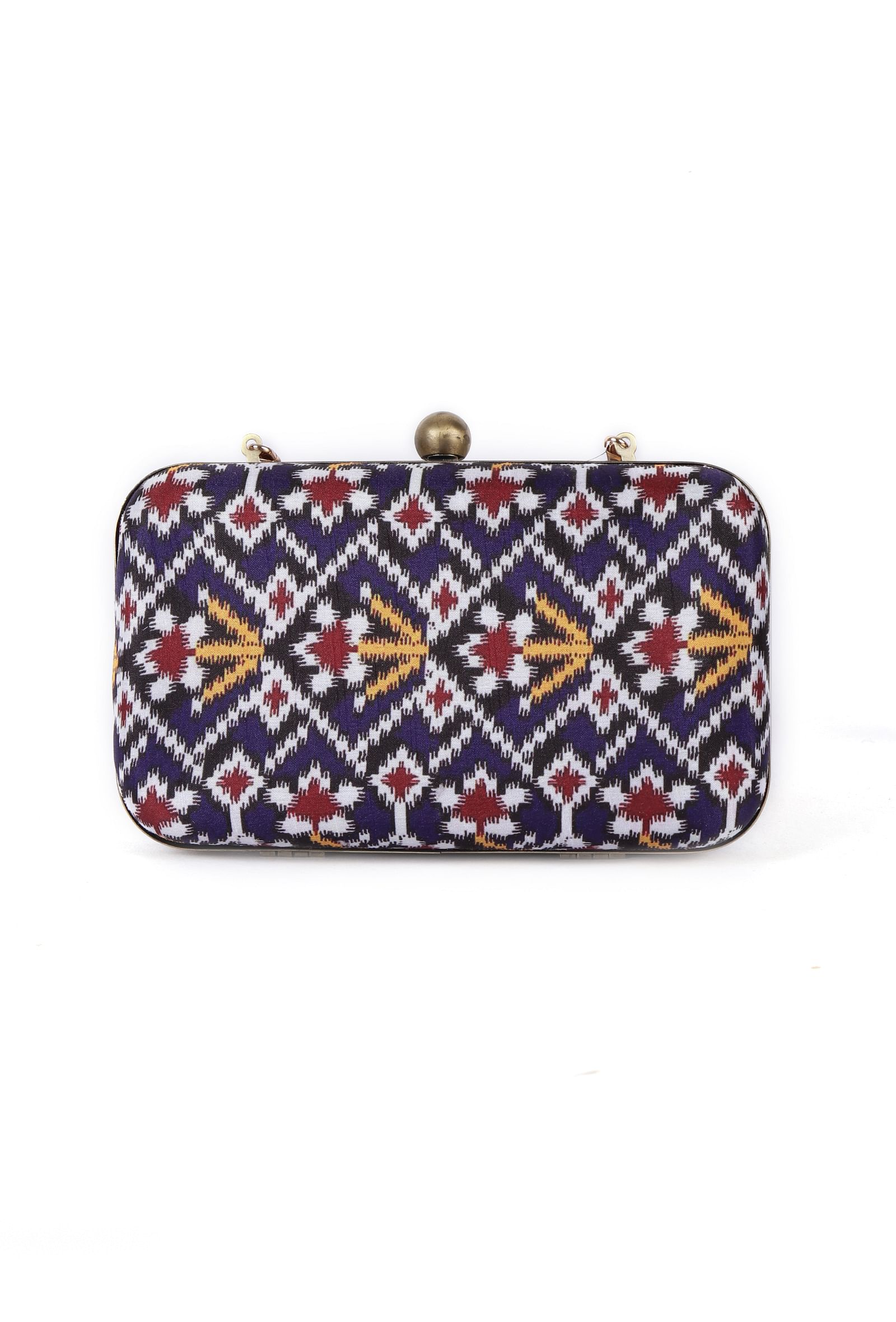 Sitara Blue & Multi Patola Print Rectangular Box Clutch