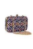 Sitara Blue & Multi Patola Print Rectangular Box Clutch