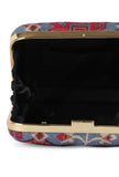 Panchhi Steel Blue & Coral Multi Patola Print Square Box Clutch