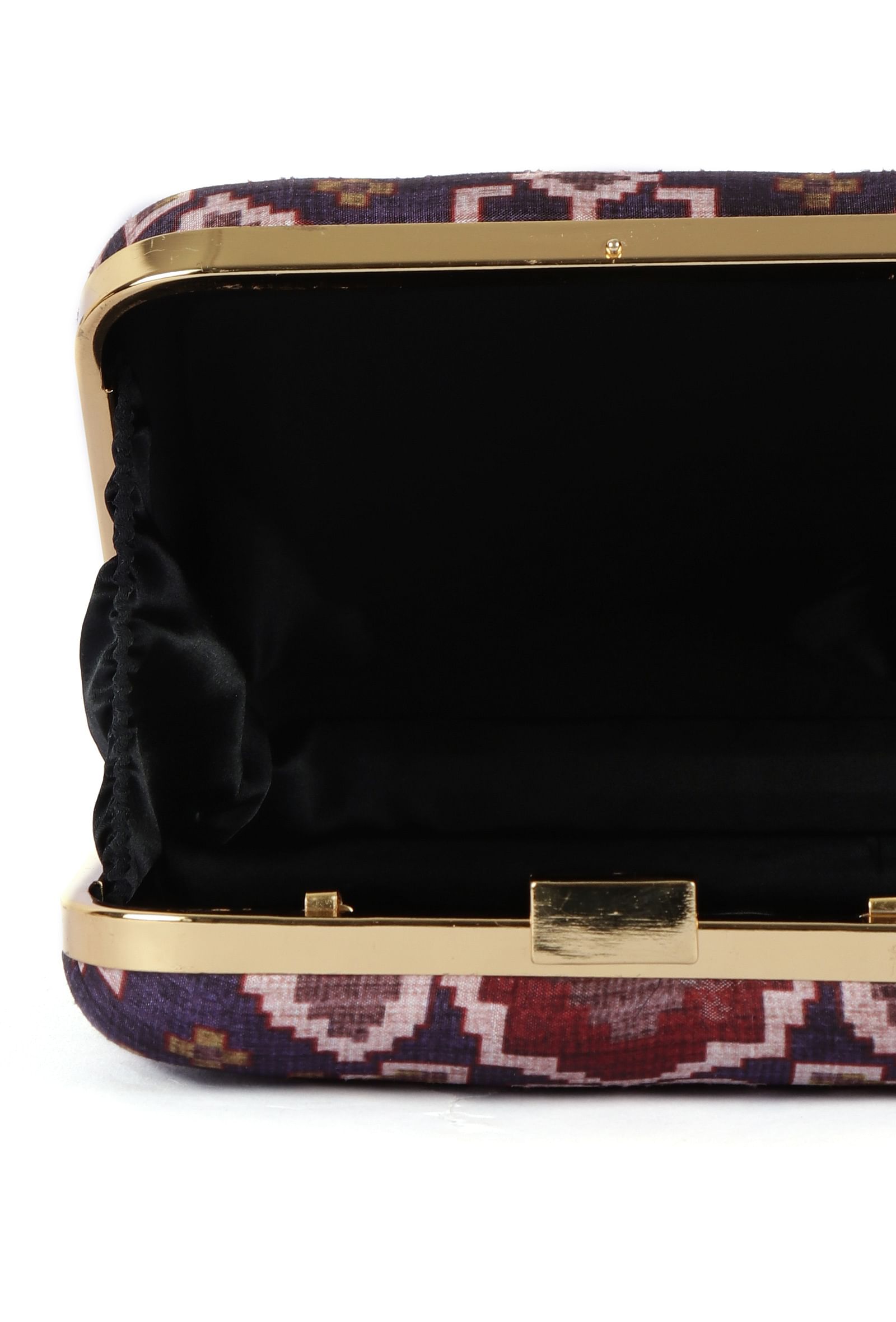 Noori Purple & Multi Patola Print Square Box Clutch