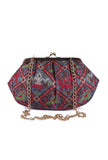 Blue & Multi Silk Patola Print Clutch