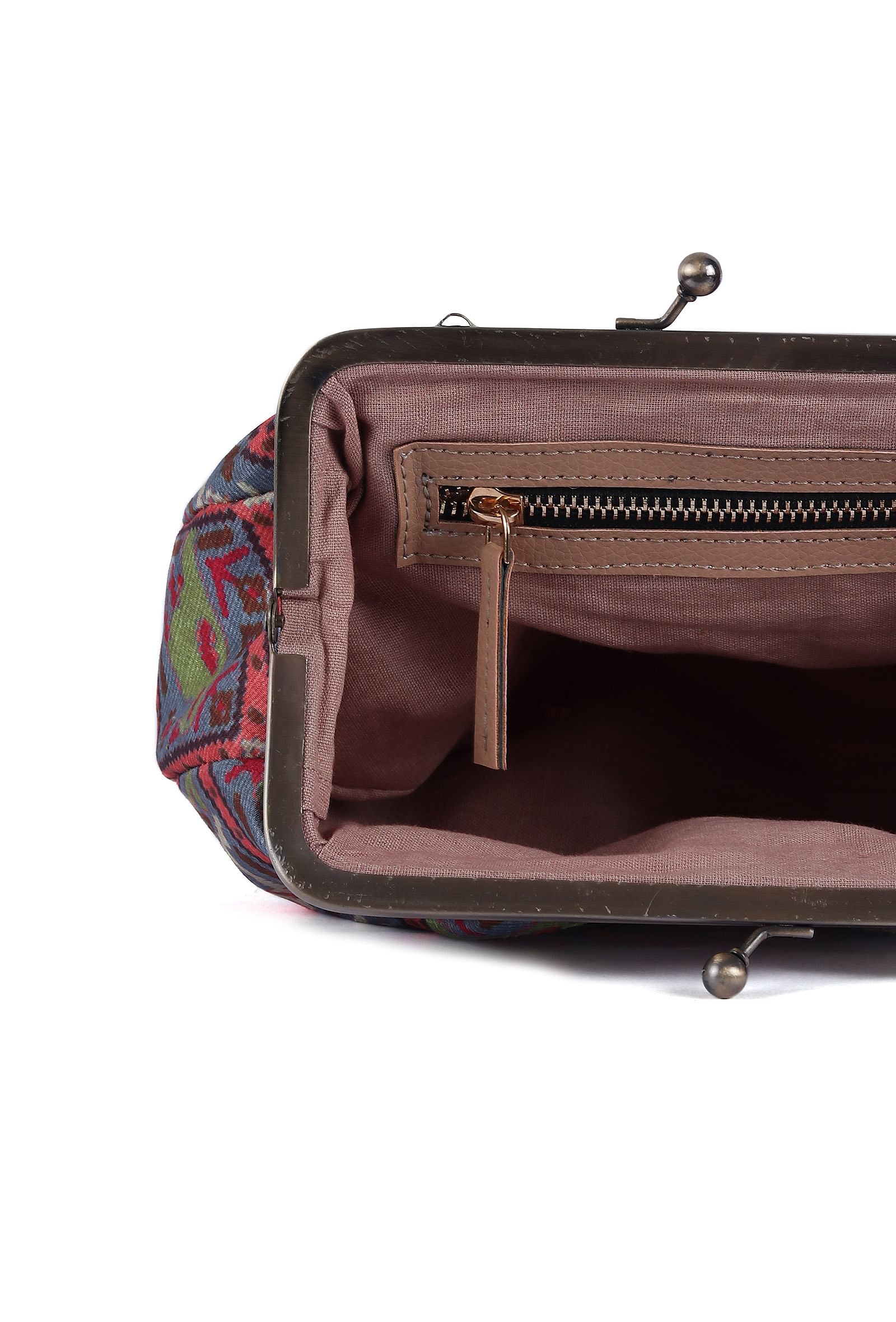 Blue & Multi Silk Patola Print Clutch