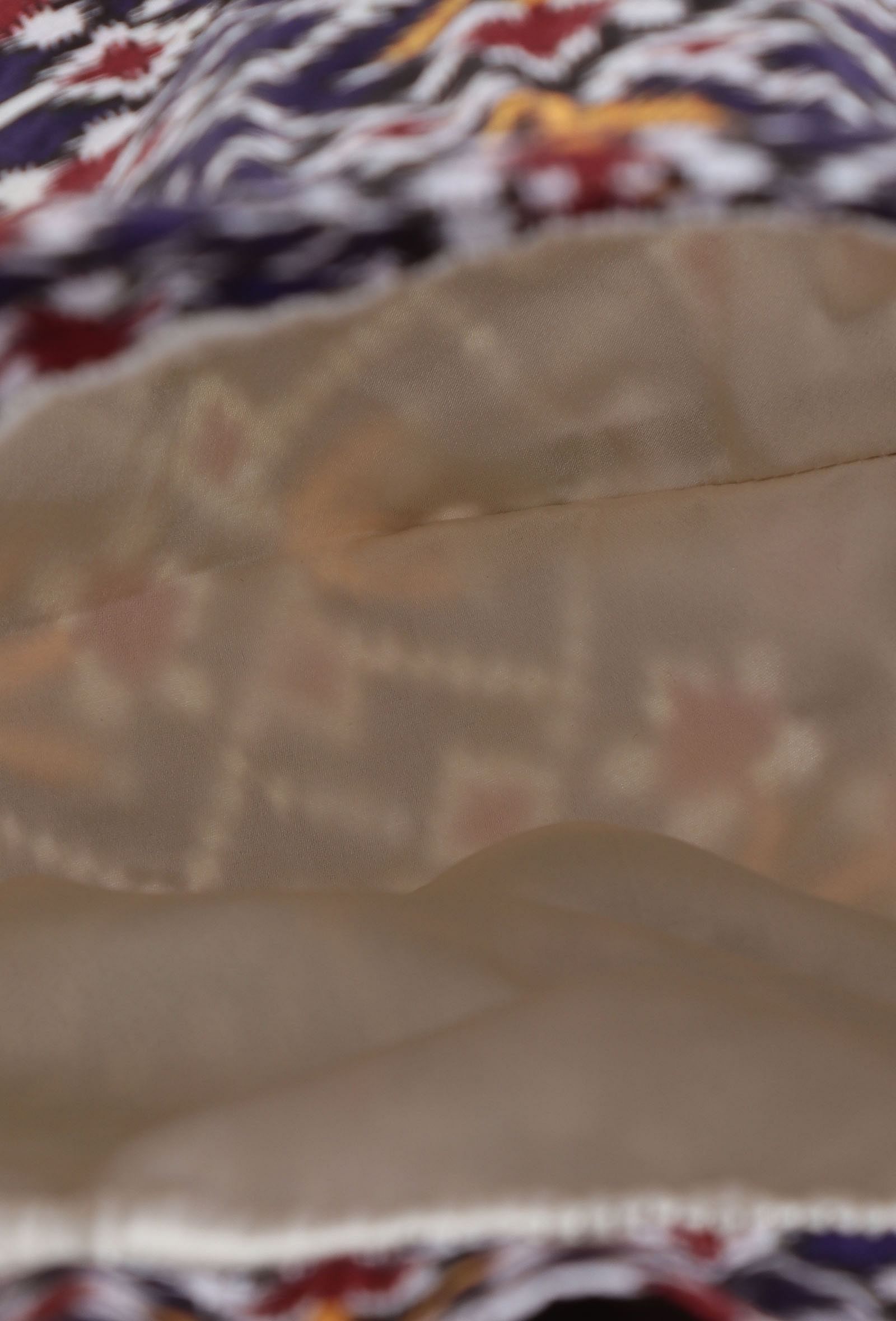 Chahat Blue, White & Multi Silk Patola Print Potli With Tassels