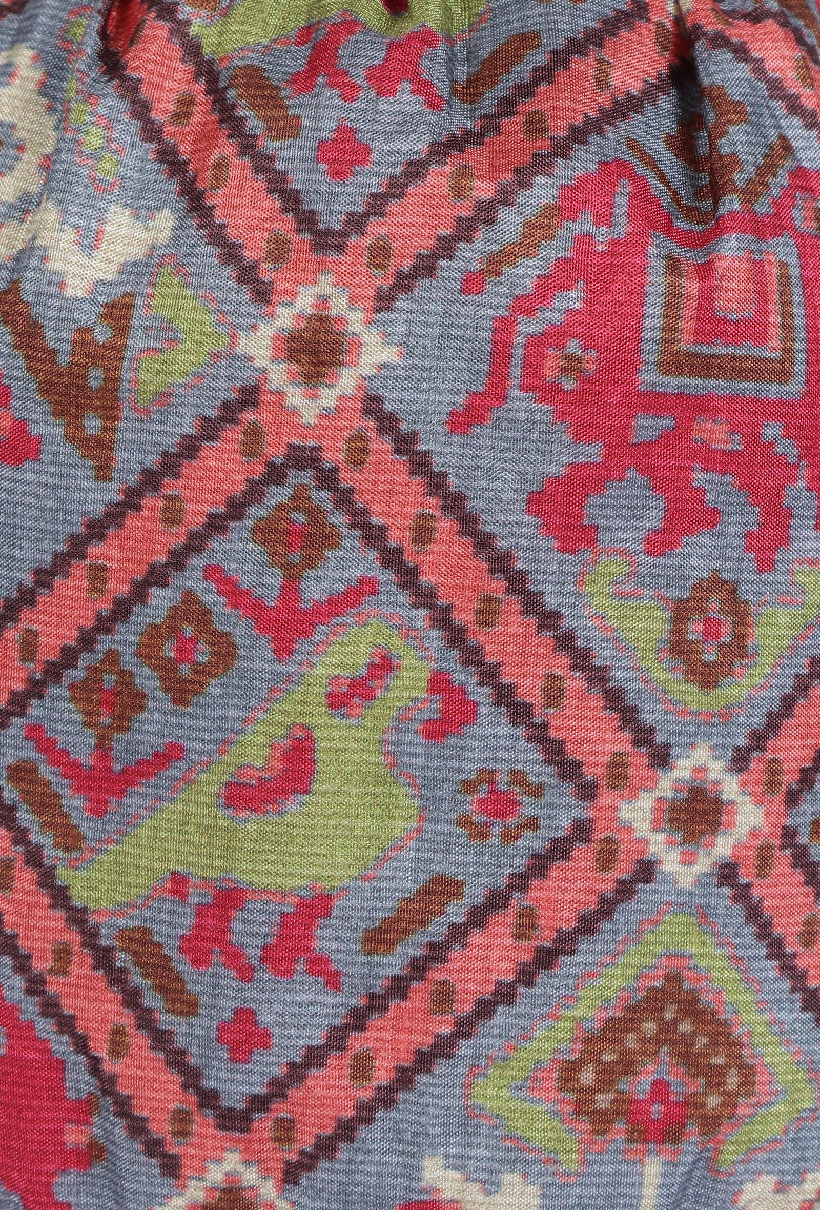 Estaa Blue & Multi Silk Patola Print Potli With Tassels