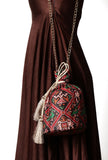 Eishika Black & Multi Silk Patola Print Potli With Tassels
