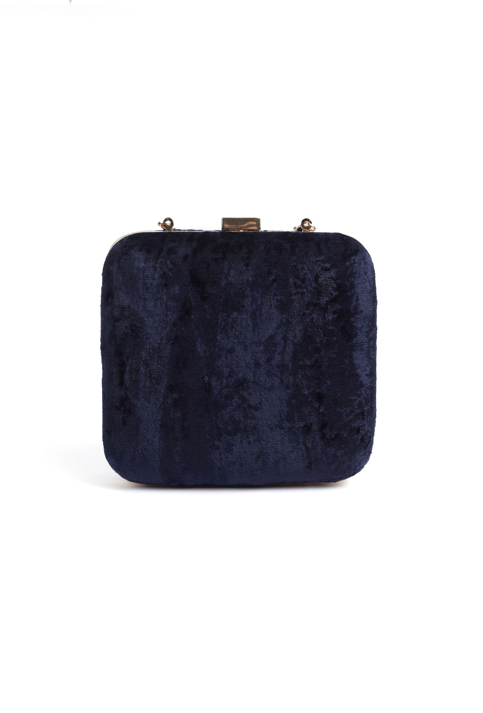 Navy Blue velvety box clutch