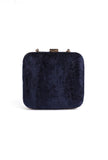 Navy Blue velvety box clutch