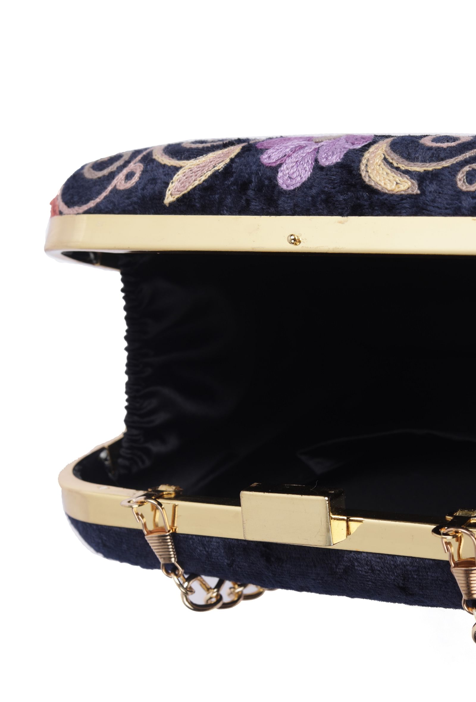 Navy Blue velvety box clutch