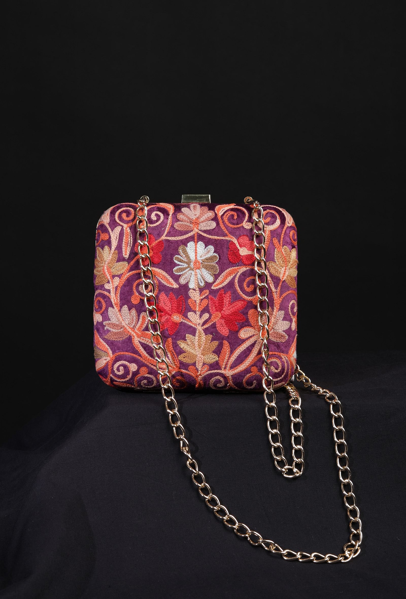 Purple Velvety box clutch