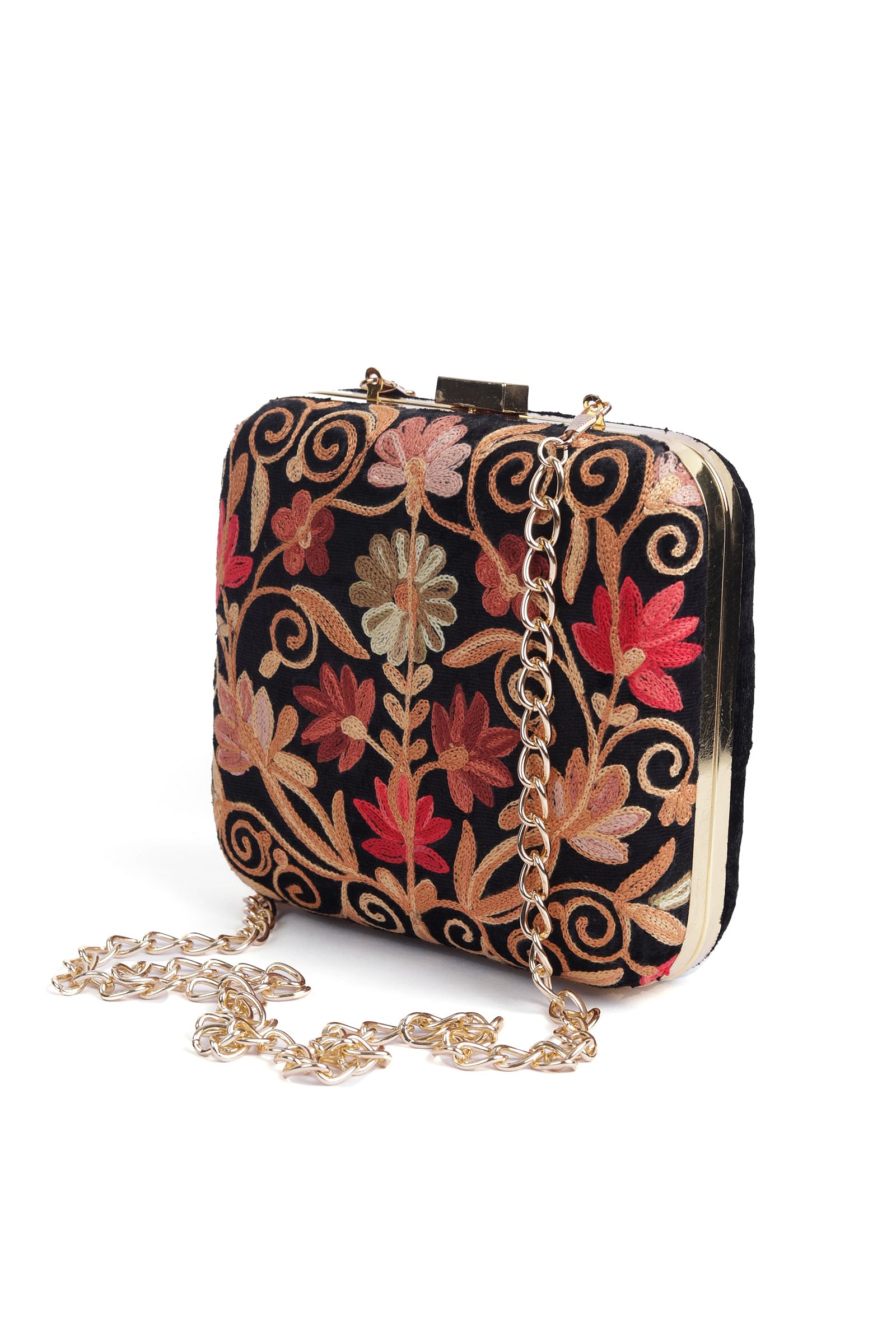 Black velvety box clutch