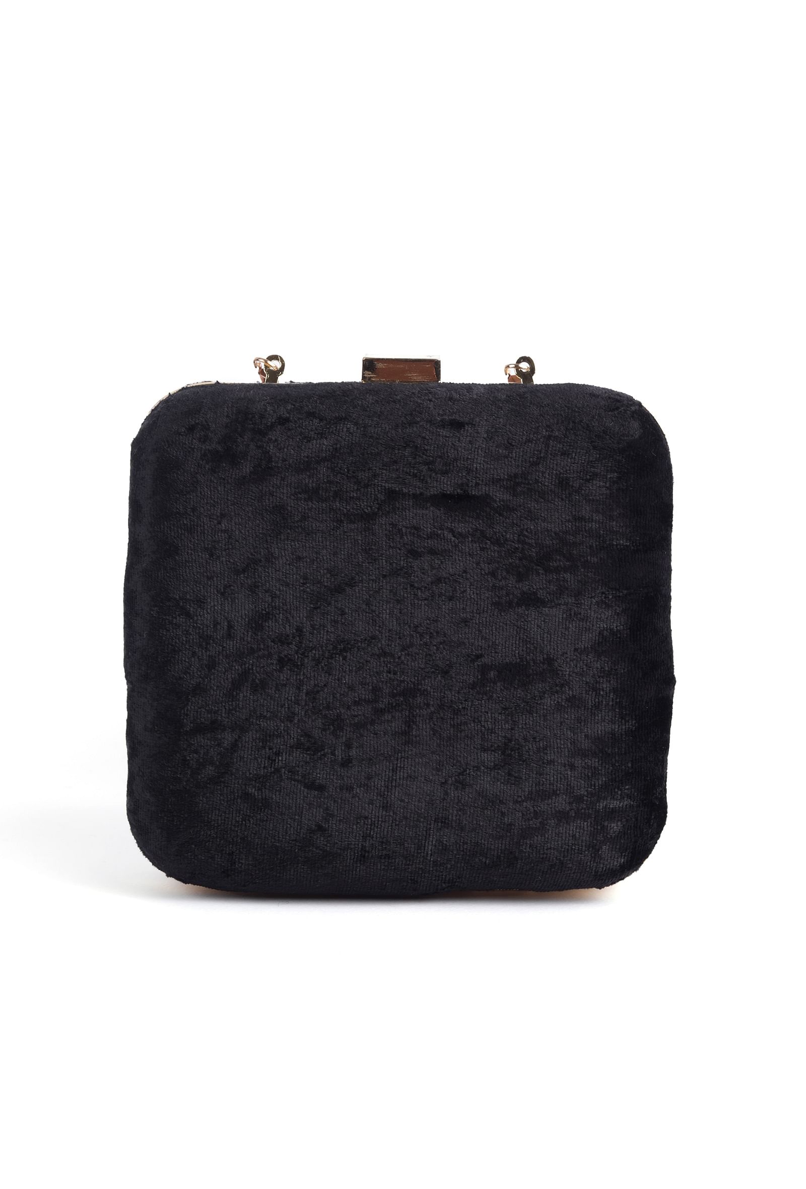 Black velvety box clutch