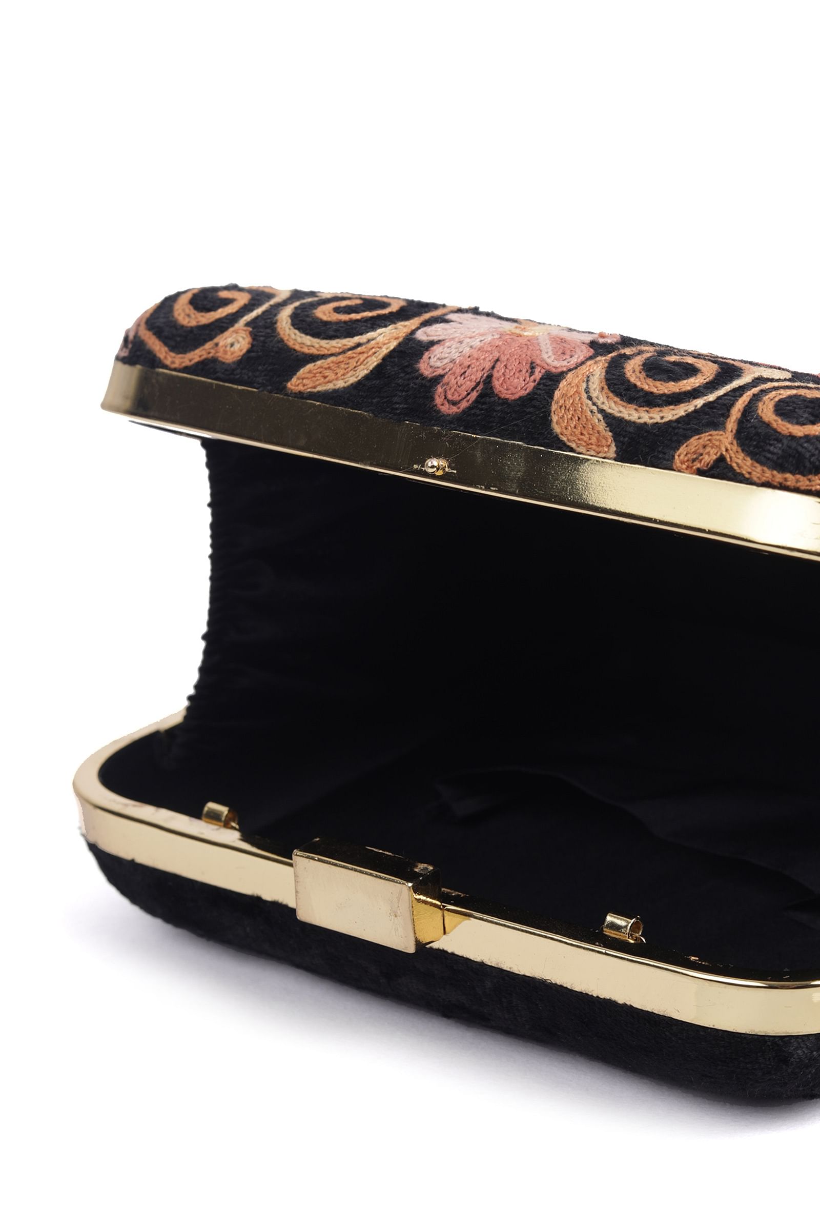 Black velvety box clutch