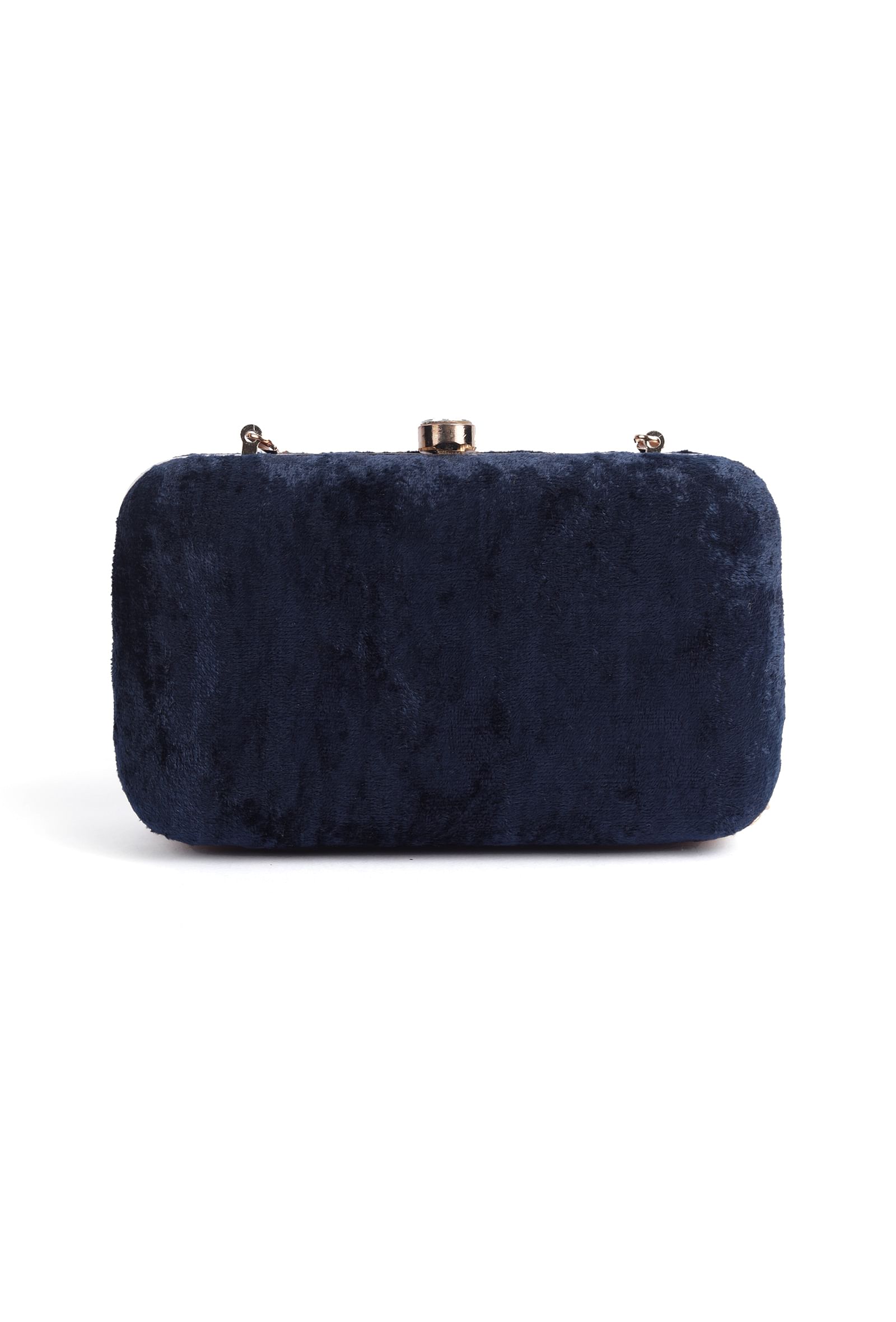 Navy Blue velvety rectangular clutch