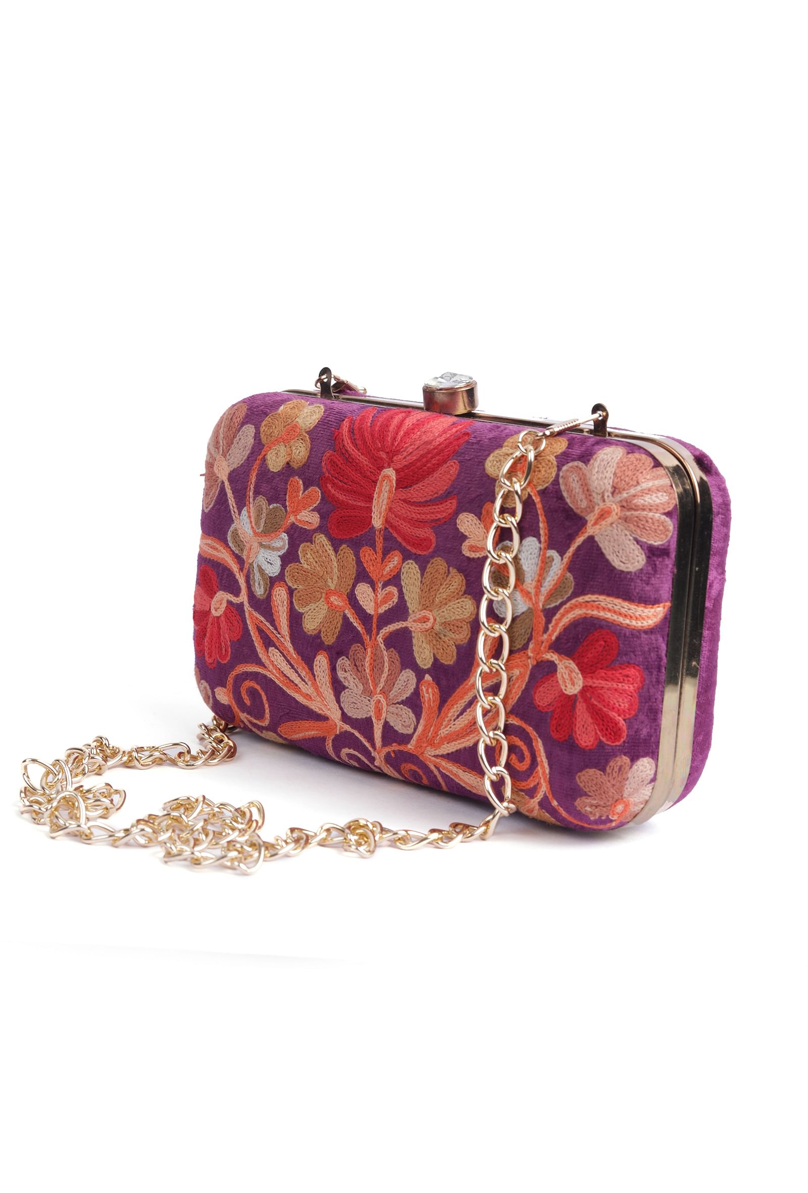 Purple velvety rectangular clutch