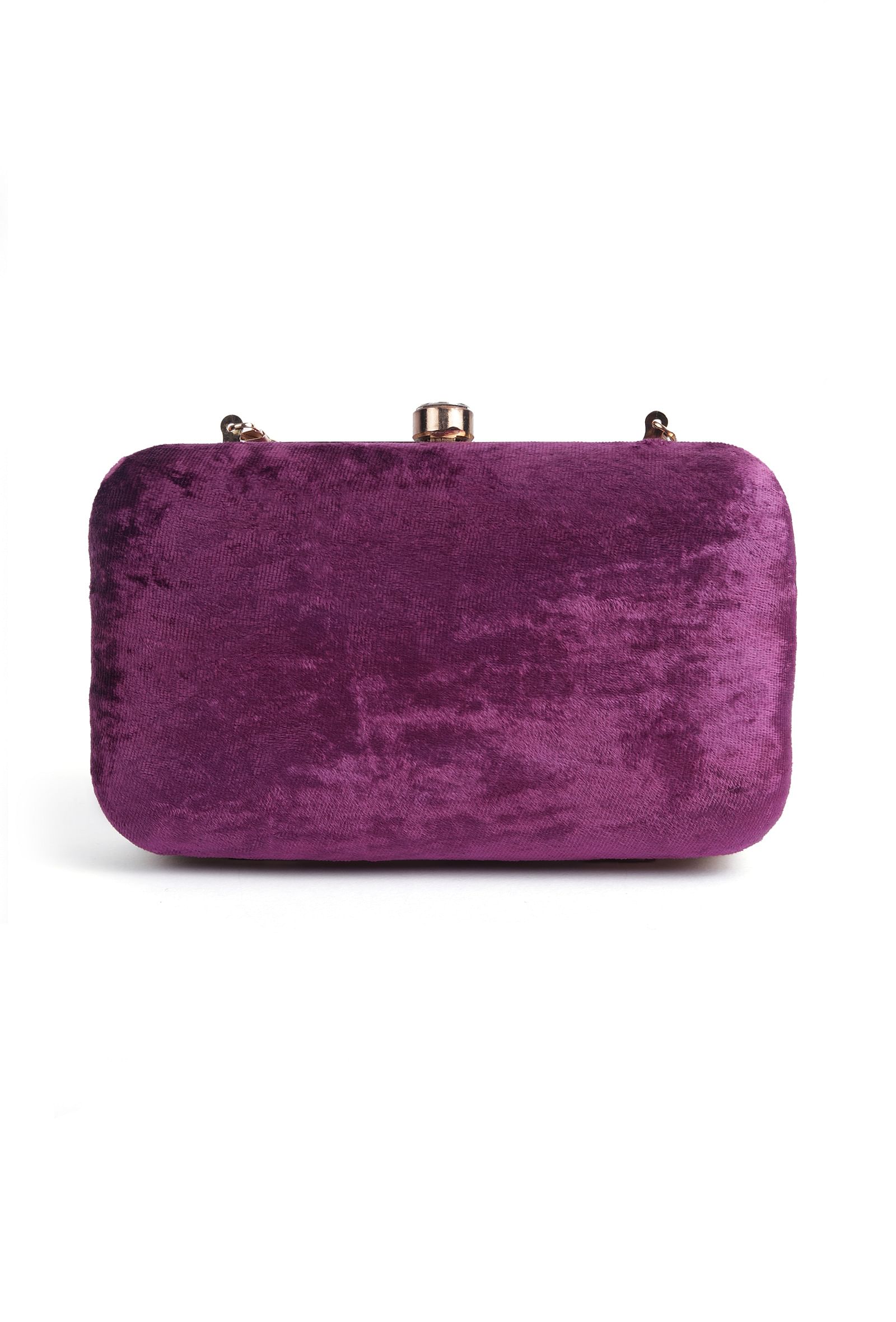 Purple velvety rectangular clutch