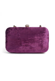 Purple velvety rectangular clutch