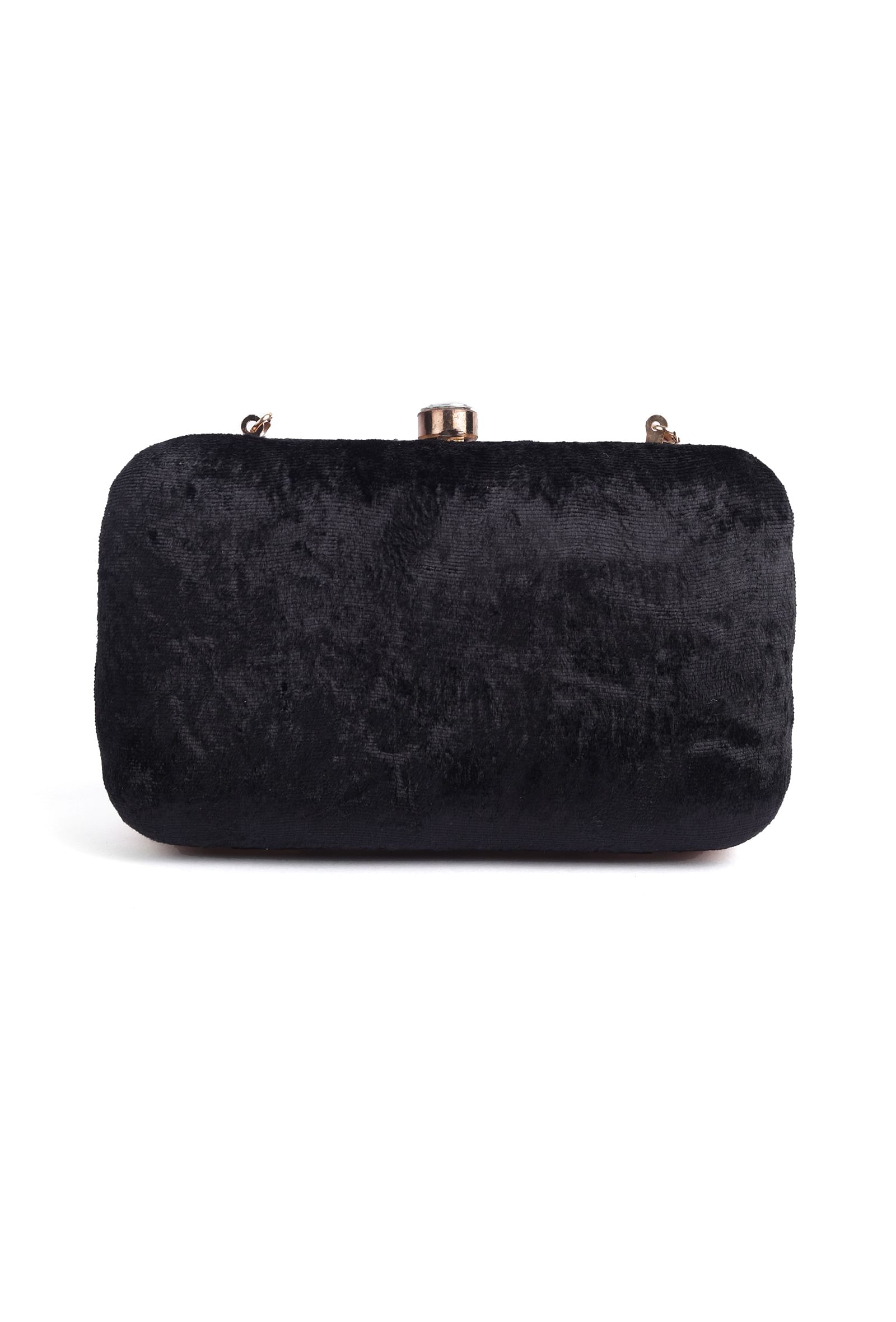 Black velvety rectangular clutch