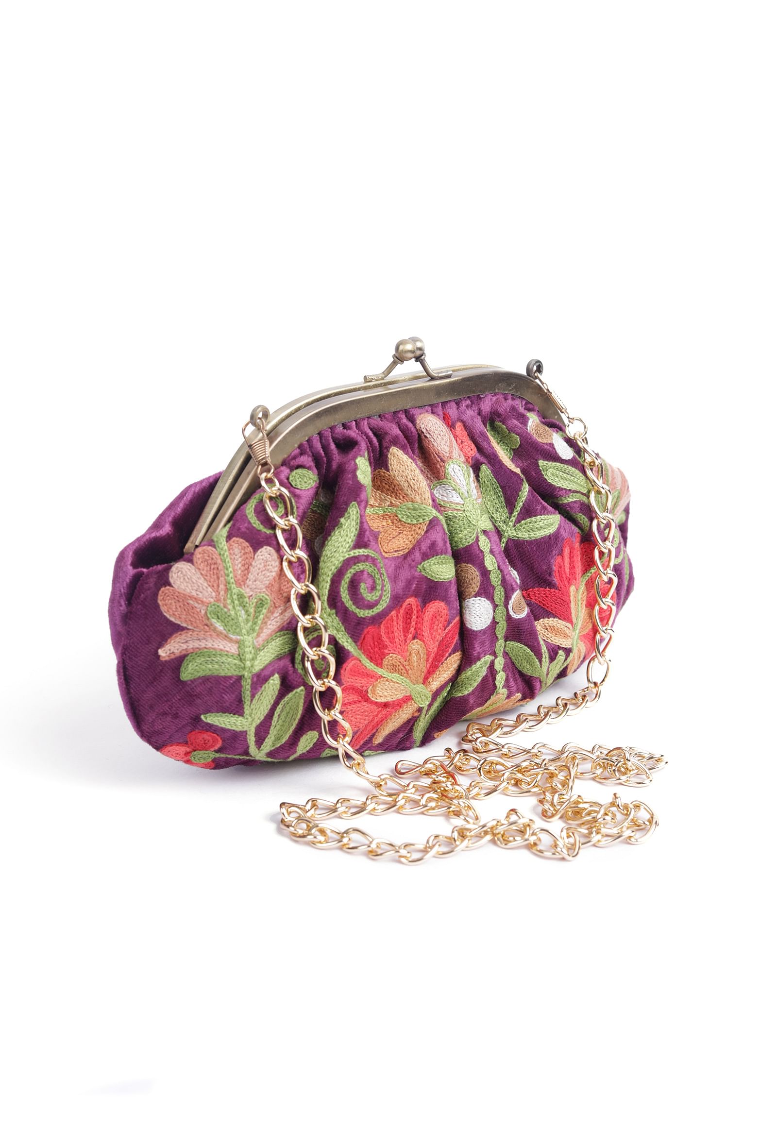 Purple gathered clutch