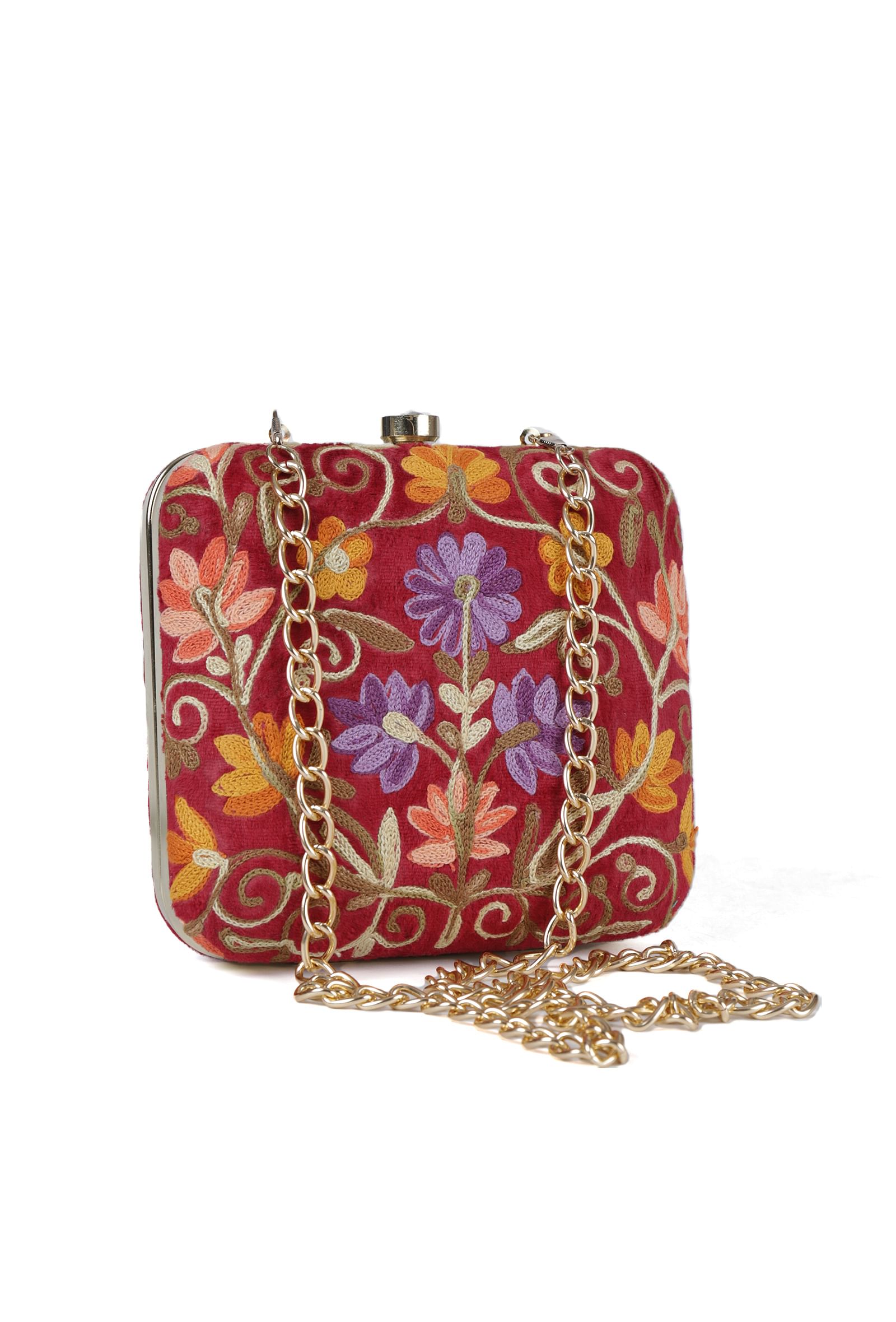 Red velvety box clutch